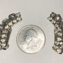 Vintage CZ Rhinestones Ear Climber Clip On Earrings Silver Photo 4