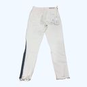 GRLFRND NWT  White Cropped High Rise Jeans Blue Stripe Raw Hem 24 2 Photo 5