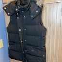 Talbots  Petites Black Puffer Vest With Removable Faux Fur Hood Size Small Photo 11