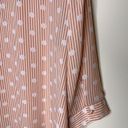 Chico's  Womens 3 US L Blouse Button Up Pink White Polka Dot Stripe 3/4 Sleeve Photo 3