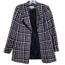 Calvin Klein  BLack White Red Tweed Career Long Open Front Jacket Blazer Sz 8P Photo 2