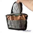 The Sak  Two Way Tote Large Handbag 100% Leather Brown Snake Pattern Photo 14