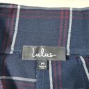 Lulus  Plaid Paper Bag Waist Wide Leg Pants Womens Medium Blue Photo 3