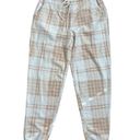 Aerie NWT  Snowed In Fuzzy Jogger Plaid Pant Size Small Tan Photo 0