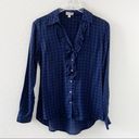 Maison Jules  Royal Cobalt Blue Buffalo Plaid Ruffle Button Down S Photo 47