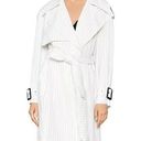 BCBGMAXAZRIA  Trench Coat Womens XS White Pinstripe Aurora Belted Jacket NWT $268 Photo 0