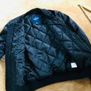 American Eagle Floral Embroidered Black Puffer Bomber Jacket Photo 7