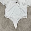 Abercrombie & Fitch  V-Neck Bodysuit Tie Front Smocked Linen Blend White Size XL Photo 5