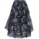 L'ATISTE L’ATISTE Women’s Multi Tiered Full Maxi Skirt Black Tulle White Floral print Med Photo 4