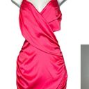 superdown Revolve Barbie Pink Satin Wrap Mini Dress XXS Coquette More to Come Denise NEW Photo 7