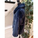 Banana Republic  Women's Blue Solid Long Sleeve Faux Fur Coat Jacket Size Small Photo 5