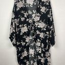 Spiritual Gangster  Black White Floral Tie Front Swim Maya Kimono Robe OS Photo 0