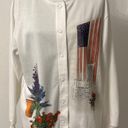 Blair American Flag Front Porch Flower Garden Rocking Chair Snap Front Jacket M Photo 0