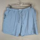 ONIA  Women's Waffle Knit Shorts Elastic Waist Drawstring Blue Size L Photo 0