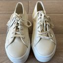 Superga  Cream Leather Platform Sneakers Size: 6.5 Photo 3