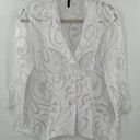 IC by Connie K White Floral Lace Sheer 2 Button Cardigan Size Small Photo 0