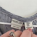 Rachel Zoe  Navy Blue White Striped Sleeveless Button Tie Knot 100% Linen Tank M Photo 3