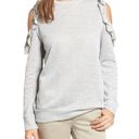 Caslon  Ruffle Trim Cold Shoulder Sweatshirt - Gray - Small Photo 13