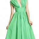 Tracy Reese New  Kelly Shirred Frock Lime Dress Pleated Overlay Taffeta Photo 0