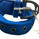 Free People NWT  Avril Grommet Leather Woven Extra-Long Belt in Cobalt Blue Photo 4