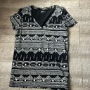 Merona  Women’s Short Sleeve V-Neck Top , Black & White Aztec Print Medium Photo 0