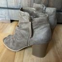 Rampage Ruched Booties Boots Taupe Suede Boho Peep Toe Block Heel 9 1/2 by  Photo 3