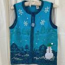 kim rogers ‎ Winter Snowman Zip Up Sweater Vest Size S Vintage Photo 0