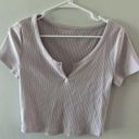 Aeropostale  Top Women's Medium Lavender Cropped V-neck Ribbed Short Sleeve Photo 0