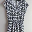 J.Crew  Linen Blend Short Sleeve Romper w/ pockets in Black White Ikat Print, XS Photo 0