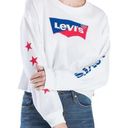 Levi's White Graphic Vintage Raw Cut Crewneck Longsleeve Sweatshirt Top Photo 0