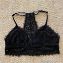 Aerie  Sheer Bralette Black Eyelash Lace Mesh lining racerback Women’s size M Photo 2