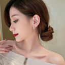 18K Gold Plated White Pearl Hoop Earrings for Women Photo 3