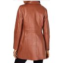 Anne Klein  Women's Mid-length Leather Jacket Chocolate Brown Size XL Sleek Photo 9