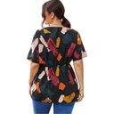 Romwe NEW  Womens Plus Size Polka Dots Knot Front Deep V Neck Short Sleeve Blouse Photo 1