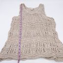 Saint Tropez West  Boho Linen Cotton Open Knit Crochet Tank Top Beige Size Small Photo 7