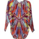 Alexis  Silk V-neck Sheer Art Deco Print Blouse Photo 0