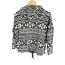 American Eagle  Women's Black Tribal Print Knit Zip Up Hoodie Sz S Oversized Photo 3