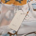 Joie  Patchwork Handkerchief Patterned Satin Tank Top Floral White Yellow Blue XS Photo 4