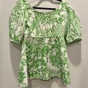 Tuckernuck  NWT Green Garden Floral Nealy Corset Top Puff Sleeve size S Photo 4