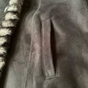 Jones New York  Black Faux Suede Coat Faux Fur Trim Lining, Size S Photo 6