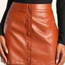 Lulus  Most Fab Brown Vegan Leather Button-Front Mini Skirt S NWT Photo 0