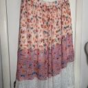 LAIA by Anthropologie, floral, pleated, tiered asymmetrical midi skirt size L Pink Size L Photo 6