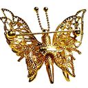 Monet Vintage  BUTTERFLY BROOCH Pin Gold Filigree 1-5/8” Double Wing Signed Photo 3