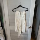 Michelle Mason 𝅺 White Strapless Velvet dress Photo 6