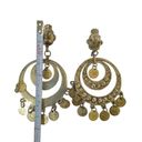 Vintage Arabic Coin Chandelier Earrings Dangle Clip On Oriental Silver Tone Photo 1