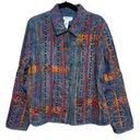 Coldwater Creek Vintage  Denim Jacket with Colorful Appliqué Design - Size XL Photo 0