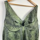 Cacique  Green Black Python Snakeskin Underwire Tankini Swim Top 46DD 46 New Photo 2