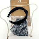 Berry Knotted Headband, Patterned Mask, and Pearl Mask Chain, Brand New Black Photo 0