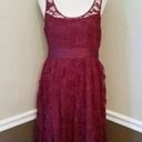 BB Dakota NEW  Burgundy Lace Pleated Skirt Sleeveless Midi Cocktail Dress 2 Photo 0