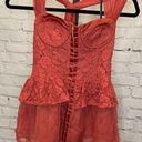 Twelve By Twelve  Orange Lace Corset Style Blouse Size Extra Small Photo 0